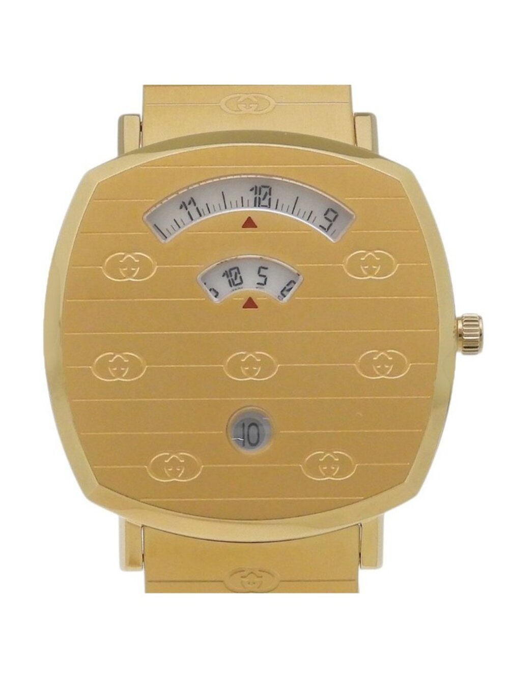 Gucci Grip 157.3 Gold Plated Quartz Analog White Dial Watch